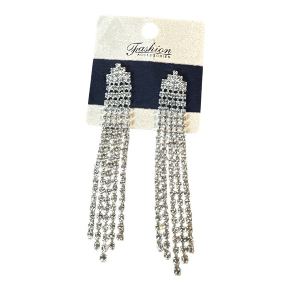 Fashion Accessories Rhinestone Fringe Dangle Earrings – NWT - Picture 1 of 5